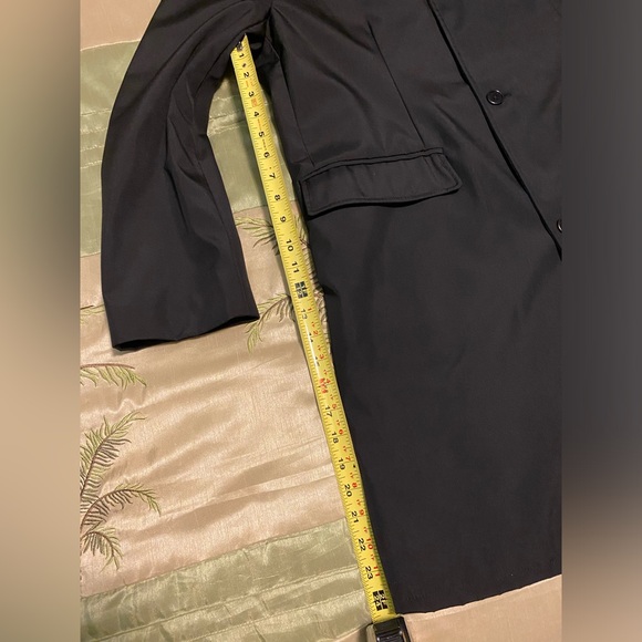 Perry Ellis Men's Large Black Trench Coat Vintage - Picture 5 of 11